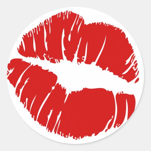 Sticker Rond Grosses lèvres baiser lèvres géantes énorme baiser (Devant)