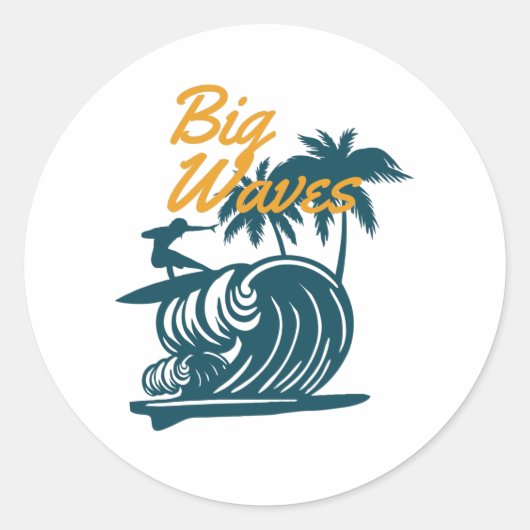 Sticker Rond Grosses vagues (Devant)