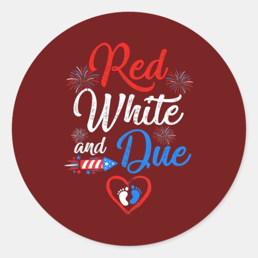 Sticker Rond Grossesse Rouge Blanc Et 4 juillet (Devant)