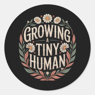 Sticker Rond Grossissant Un Petit Humain Nouveau Maman Papa Gro