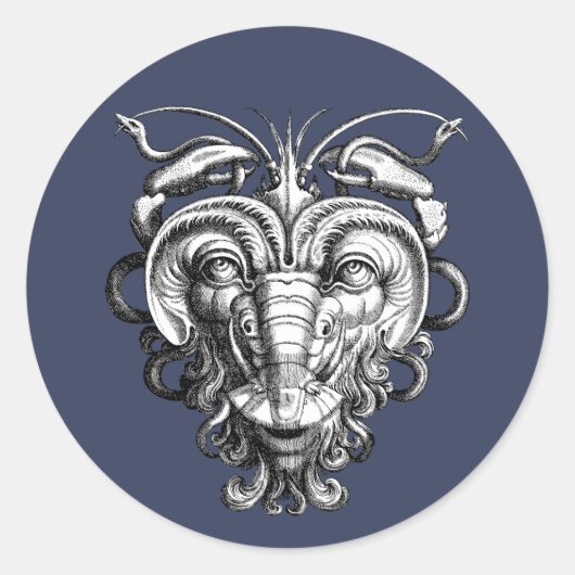 Sticker Rond Grotesque de la Renaissance Gargoyle Face Homard H (Devant)