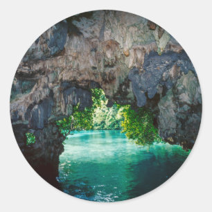Sticker Rond Grotte aux chauves-souris à Airai, Palaos, Microné