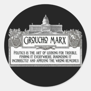 Sticker Rond Groucho Marx sur la politique