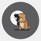 Sticker Rond Groundhog Shadow Dinosaur Puppet Happy Groundhog D (Devant)