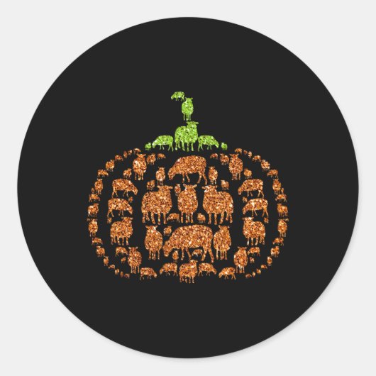 Sticker Rond Group Sheeps Citrouille forme mûre Halloween Thank (Devant)