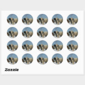 Sticker Rond Groupe de Chevaux miniatures dans la neige (Feuille)