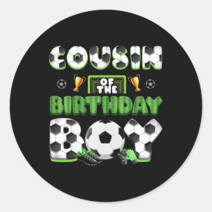 Sticker Rond Groupe de football Cousin du garçon d'anniversaire