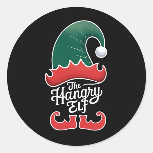 Sticker Rond Groupe de jumelage de famille Elf Hangry Noël (Devant)
