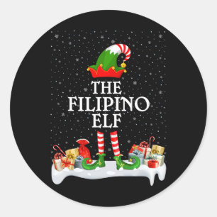 Sticker Rond Groupe de jumelage familial Noël L'elfe philippin