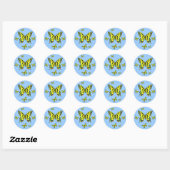 Sticker Rond Groupe de papillons à queue jaune en vol (Feuille)