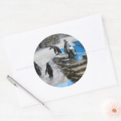 Sticker Rond Groupe De Pingouins (Enveloppe)