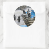 Sticker Rond Groupe De Pingouins (Sac)