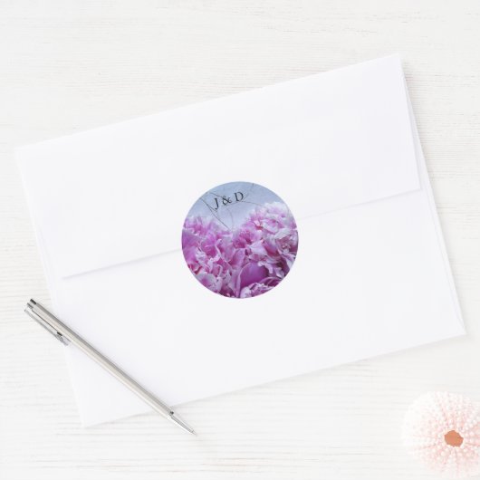 Sticker Rond Groupe de pivoines roses (Enveloppe)