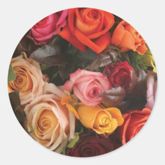 Sticker Rond Groupe De Roses