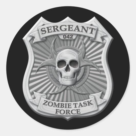 Sticker Rond Groupe de travail Zombie - Badge du sergent (Devant)