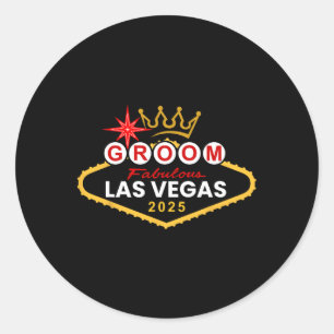 Sticker Rond Groupe d'enterrement de vie de garçon à Vegas 2025