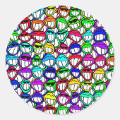 STICKER ROND GROUPE D'FACES COOL (Devant)