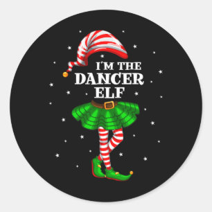 Sticker Rond Groupe familial Je suis la danseuse Elf Christmas