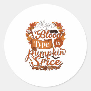 Sticker Rond Groupe Sanguin Est Citrouille Épice Halloween Chat