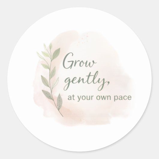 Sticker Rond Grow Gently – Minimal Aesthetic Quote Design | Dil (Devant)