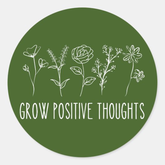 Sticker Rond Grow Positive Thoughts Aesthetic  (Devant)
