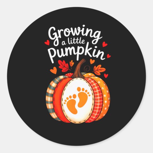 Sticker Rond Growing A Little Pumpkin Maternity Pregnancy Thank (Devant)