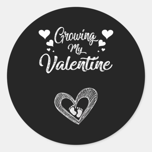Sticker Rond Growing My Valentine Pregnancy New Mom Valentines  (Devant)