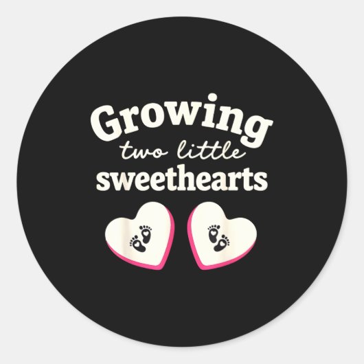 Sticker Rond Growing Two Little Sweethearts Valentines Pregnanc (Devant)