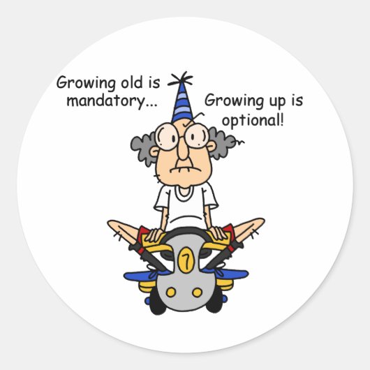 Sticker Rond Growing Up est un Humour facultatif (Devant)