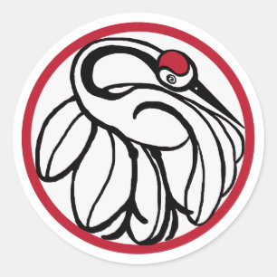 Sticker Rond Grue japonaise Tancho