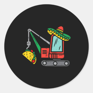 Sticker Rond Grue Mexicaine Tacos Garçons Cinco De Mayo Fiesta