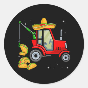 Sticker Rond Grue Mexicaine Tacos Garçons Cinco De Mayo Fiesta 