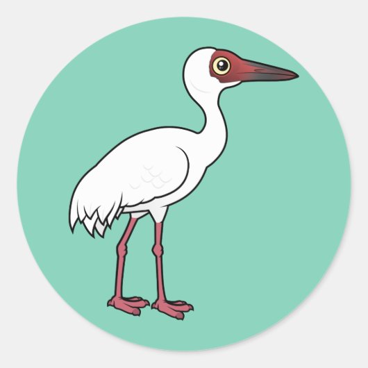 Sticker Rond Grue sibérienne Birdorable (Devant)
