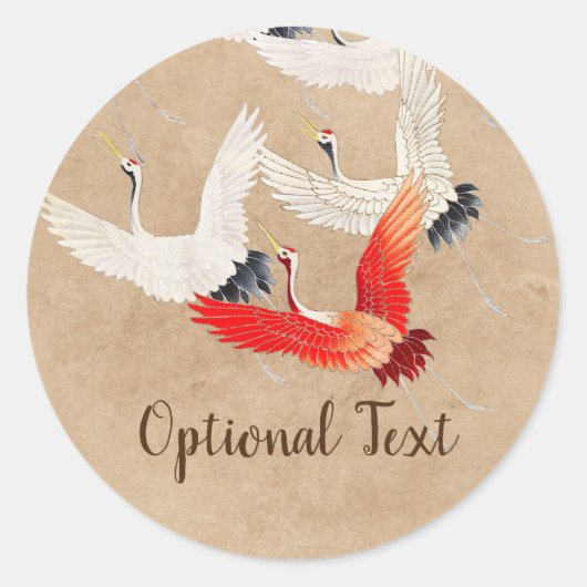Sticker Rond Grues volantes japonaises (Devant)
