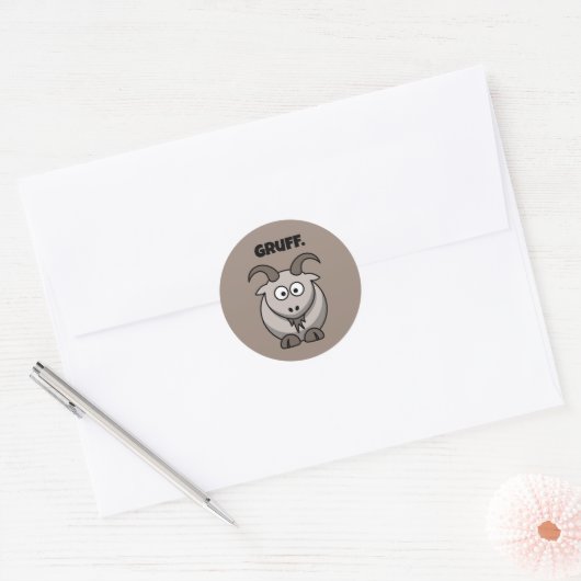 Sticker Rond Gruff Grey Chèvre Funny Fairy Tale Dessin (Enveloppe)