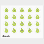 Sticker Rond Grumpy Fuzzy Pear Visage Fruit drôle Caractère (Feuille)