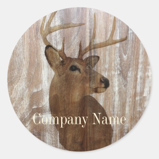Sticker Rond grunge deer bois de charpentier (Devant)