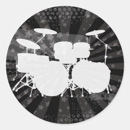 Sticker Rond Grunge Drums Black Burns (Devant)