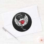 Sticker Rond Grunge Hearts Wings (Enveloppe)