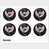 Sticker Rond Grunge Hearts Wings (Feuille)