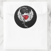 Sticker Rond Grunge Hearts Wings (Sac)