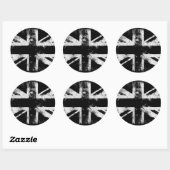 Sticker Rond Grunge noir et blanc Royaume-Uni (Feuille)