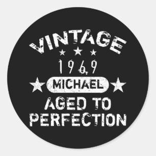 Sticker Rond Grunge personnalisé vintage 1969