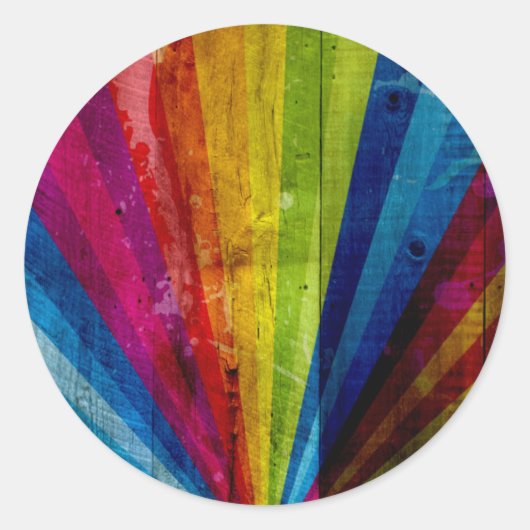 Sticker Rond Grunge Rainbow Starbust (Devant)