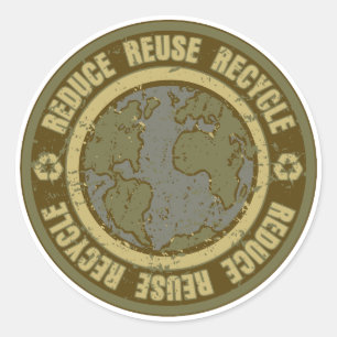 Sticker Rond Grunge Recyclé Terre