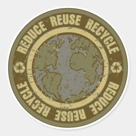 Sticker Rond Grunge Recyclé Terre (Devant)