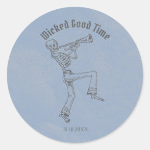 Sticker Rond Grunge Retro Black Halloween Party