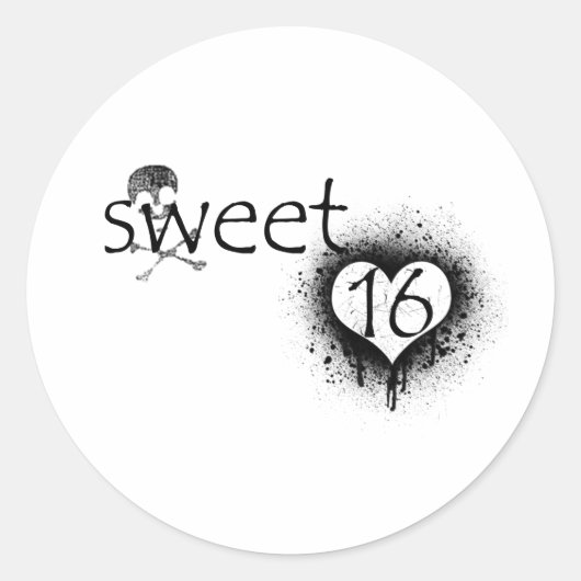 Sticker Rond Grunge "Sweet 16" Design (Devant)