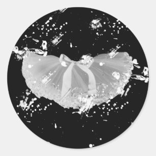 Sticker Rond Grunge Tutu sur noir