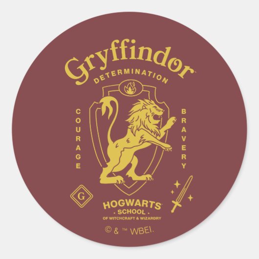 Sticker Rond GRYFFINDOR™ Determination Courage Bravery Crest (Devant)